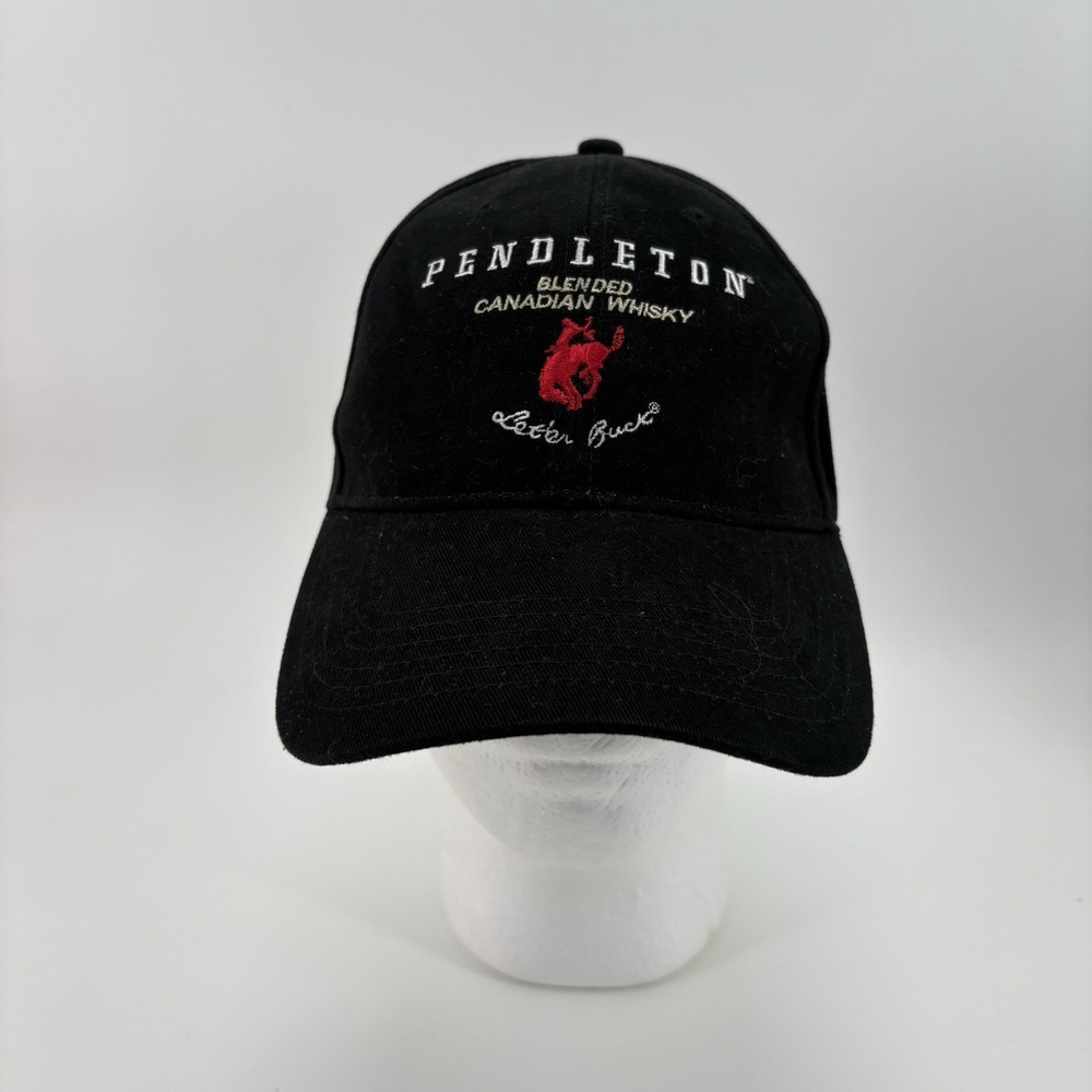 Pendleton Blended Canadian Whisky Let'er Buck Adjustable Hat Cap Whiskey Black